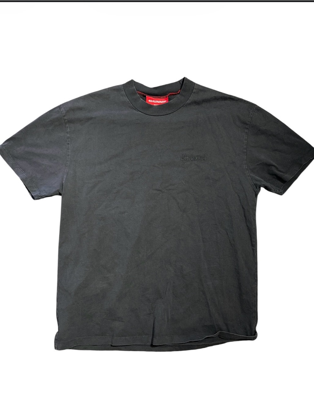 4HUNNID Oversized Heavyweight Embroidered T-Shirt Black Men’s Large